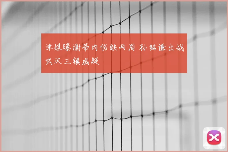 津媒曝谢蒂内伤缺两周 孙铭谦出战武汉三镇成疑